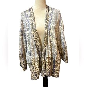 PERUVIAN CONNECTION Sz Large Pima Cotton Long Sleeve Open Cardigan